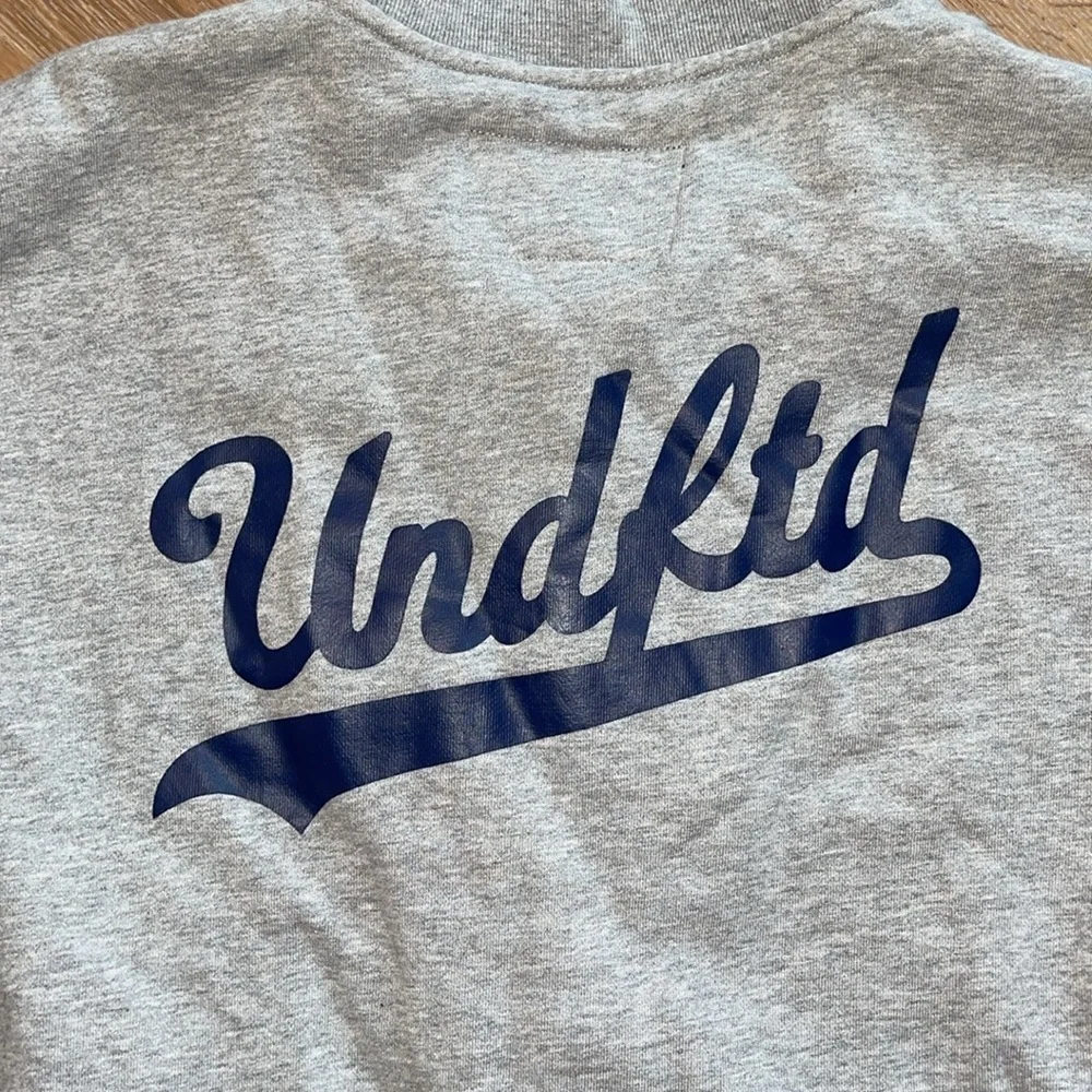 Undefeated varsity jacket sweatshirt material gray size medium  casual button - Picture 5 of 10